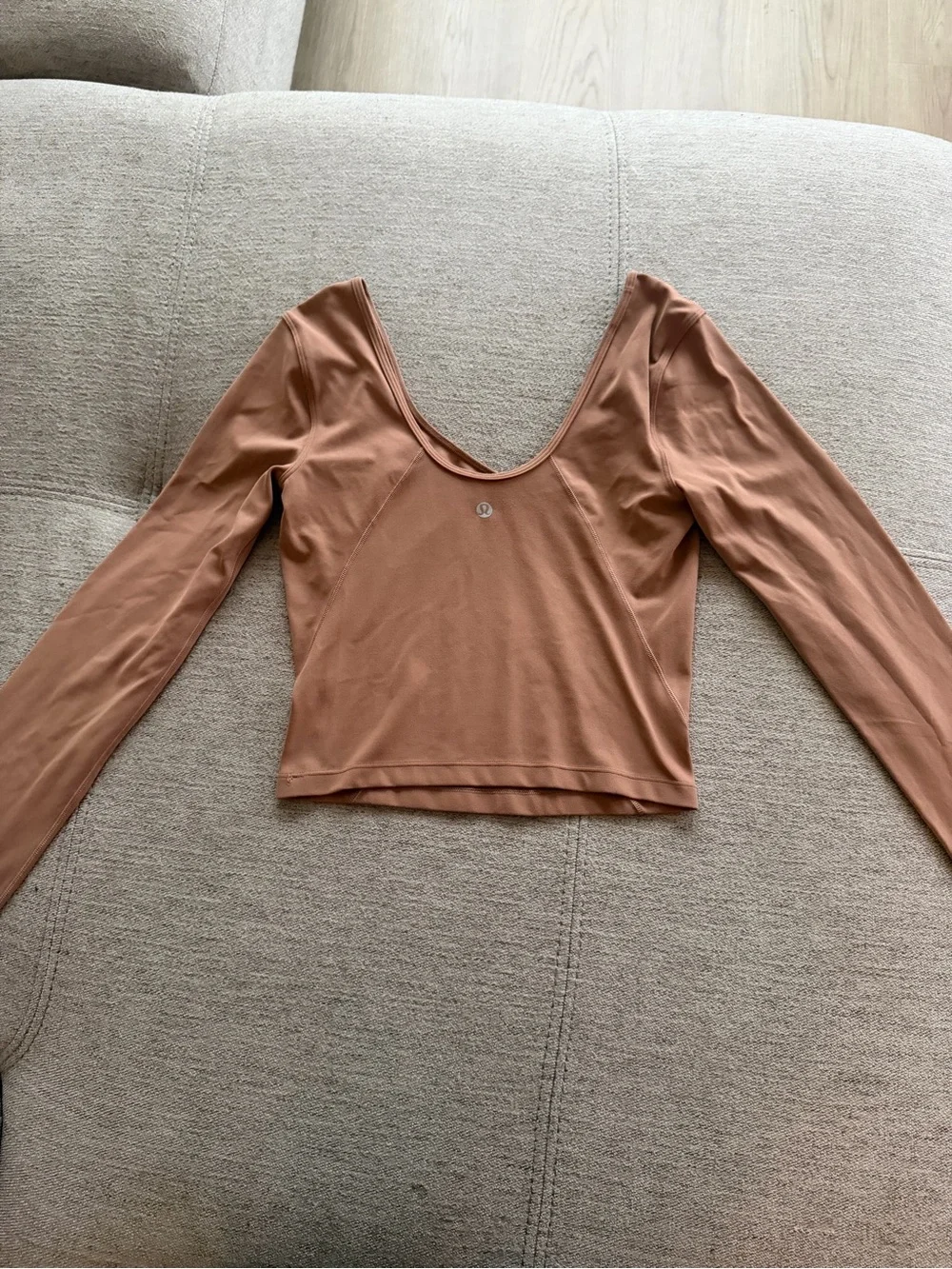 Lululemon Long Sleeve Scoop Neck Crop Top - Rust